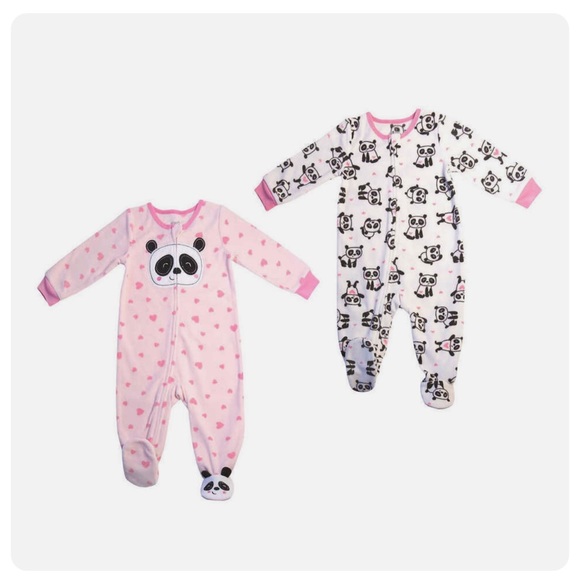 Absorba Kids' 2-pack Fleece Blanket Sleeper Panda & Hearts 🐼 💕 2T - Picture 1 of 6
